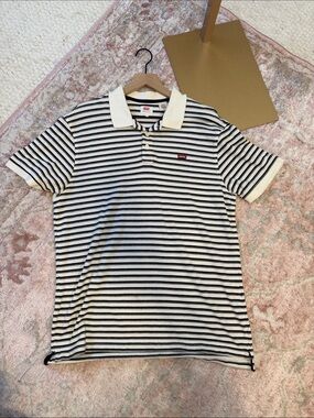 Levi's Black & White Striped Polo Shirt